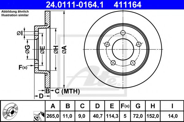 ATE 24.0111-0164.1 Тормозной диск для MAZDA 3 (Мазда 3) ATE 24.0111-0164.1 Тормозной диск для MAZDA 3 (Мазда 3)