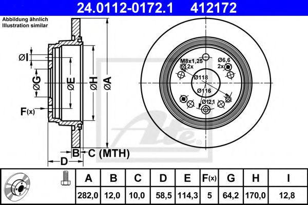 ATE 24.0112-0172.1 Тормозной диск для HONDA STREAM (Хонда Стрэам) ATE 24.0112-0172.1 Тормозной диск для HONDA STREAM (Хонда Стрэам)
