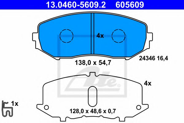 ATE 13.0460-5609.2 Тормозные колодки для SUZUKI GRAND NOMADE II (Сузуки Гранд номадэ 2) ATE 13.0460-5609.2 Тормозные колодки для SUZUKI GRAND NOMADE II (Сузуки Гранд номадэ 2)
