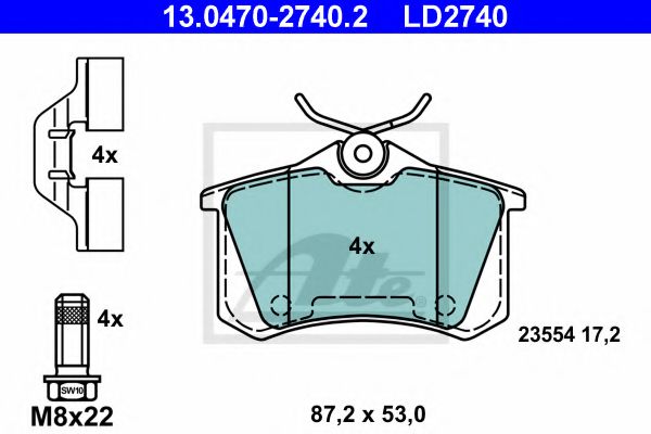 ATE 13.0470-2740.2 Тормозные колодки для CITROËN C4 CACTUS (CитроËн С4 кактус) ATE 13.0470-2740.2 Тормозные колодки для CITROËN C4 CACTUS (CитроËн С4 кактус)