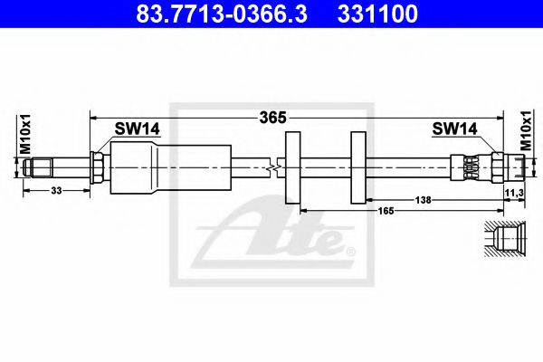 ATE 83.7713-0366.3 Тормозной шланг для VOLVO XC90 I (Вольво Xc90 1) ATE 83.7713-0366.3 Тормозной шланг для VOLVO XC90 I (Вольво Xc90 1)