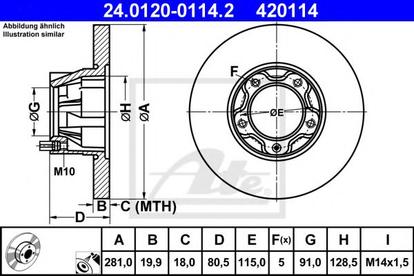 ATE 24.0120-0114.2 Тормозной диск для VOLKSWAGEN LT 28-35 I (Фольксваген Лт 28-35 и) ATE 24.0120-0114.2 Тормозной диск для VOLKSWAGEN LT 28-35 I (Фольксваген Лт 28-35 и)