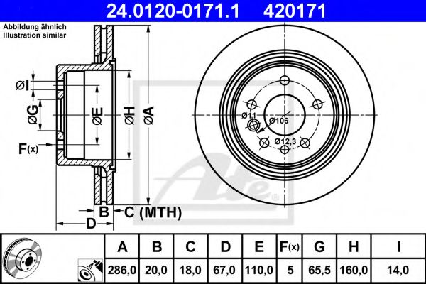 ATE 24.0120-0171.1 Тормозной диск для OPEL OMEGA B (Опель Омега б) ATE 24.0120-0171.1 Тормозной диск для OPEL OMEGA B (Опель Омега б)