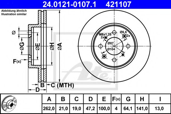 ATE 24.0121-0107.1 Тормозной диск для ROVER 400 (Ровер 400) ATE 24.0121-0107.1 Тормозной диск для ROVER 400 (Ровер 400)