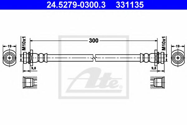 ATE 24.5279-0300.3 Тормозной шланг для SUZUKI SX4 (Сузуки Сх4) ATE 24.5279-0300.3 Тормозной шланг для SUZUKI SX4 (Сузуки Сх4)