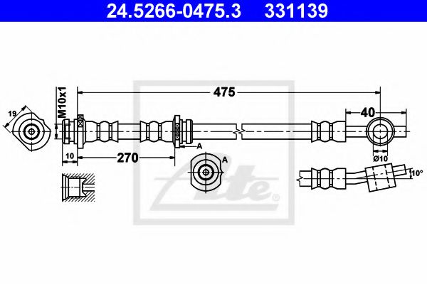 ATE 24.5266-0475.3 Тормозной шланг для NISSAN (Ниссан) ATE 24.5266-0475.3 Тормозной шланг для NISSAN (Ниссан)