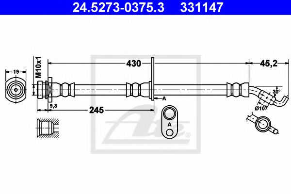 ATE 24.5273-0375.3 Тормозной шланг для SUZUKI SX4 (Сузуки Сх4) ATE 24.5273-0375.3 Тормозной шланг для SUZUKI SX4 (Сузуки Сх4)