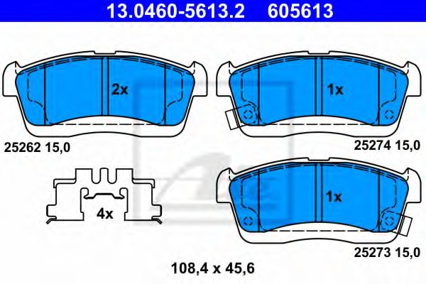 ATE 13.0460-5613.2 Тормозные колодки для SUBARU JUSTY IV (Субару Жустъ иv) ATE 13.0460-5613.2 Тормозные колодки для SUBARU JUSTY IV (Субару Жустъ иv)