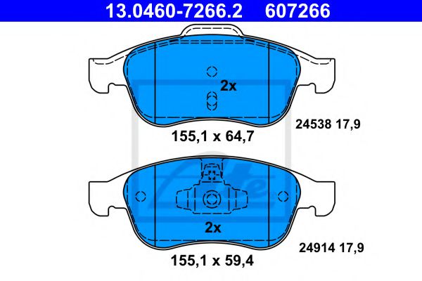ATE 13.0460-7266.2 Тормозные колодки для RENAULT GRAN III (Рено Гран 3) ATE 13.0460-7266.2 Тормозные колодки для RENAULT GRAN III (Рено Гран 3)
