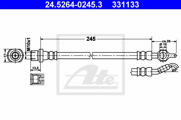 ATE 24.5264-0245.3 Тормозной шланг для TOYOTA (Тойота/тоета) ATE 24.5264-0245.3 Тормозной шланг для TOYOTA (Тойота/тоета)