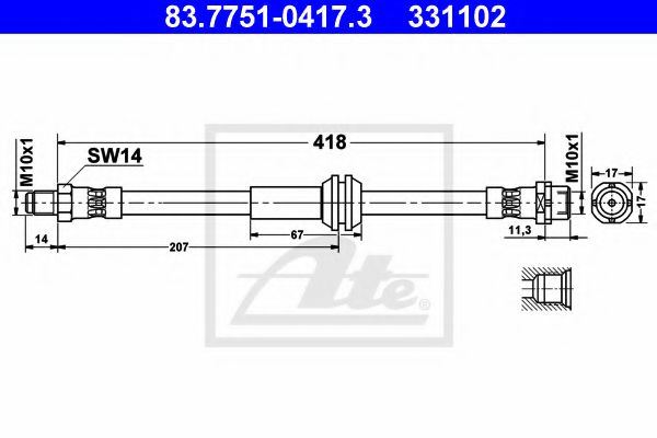 ATE 83.7751-0417.3 Тормозной шланг для MINI MINI CLUBVAN (Мини Мини cлубvан) ATE 83.7751-0417.3 Тормозной шланг для MINI MINI CLUBVAN (Мини Мини cлубvан)