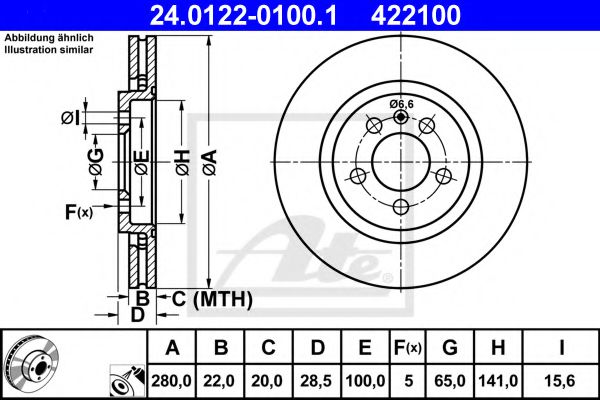 ATE 24.0122-0100.1 Тормозной диск для SEAT TOLEDO (Сеат Толэдо) ATE 24.0122-0100.1 Тормозной диск для SEAT TOLEDO (Сеат Толэдо)