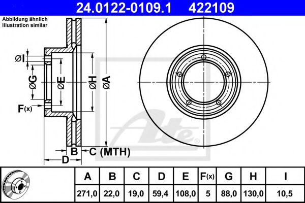ATE 24.0122-0109.1 Тормозной диск для OPEL COMMODORE B (Опель Cоммодорэ б) ATE 24.0122-0109.1 Тормозной диск для OPEL COMMODORE B (Опель Cоммодорэ б)