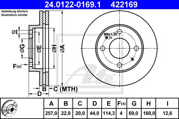 ATE 24.0122-0169.1 Тормозной диск для HYUNDAI SONATA II (Хендай Соната 2) ATE 24.0122-0169.1 Тормозной диск для HYUNDAI SONATA II (Хендай Соната 2)