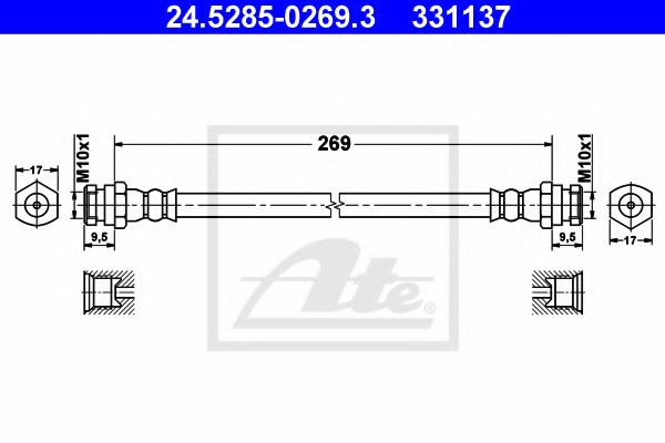 ATE 24.5285-0269.3 Тормозной шланг для MAZDA (Мазда) ATE 24.5285-0269.3 Тормозной шланг для MAZDA (Мазда)