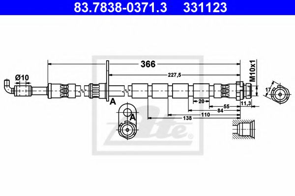 ATE 83.7838-0371.3 Тормозной шланг для FORD (Форд) ATE 83.7838-0371.3 Тормозной шланг для FORD (Форд)