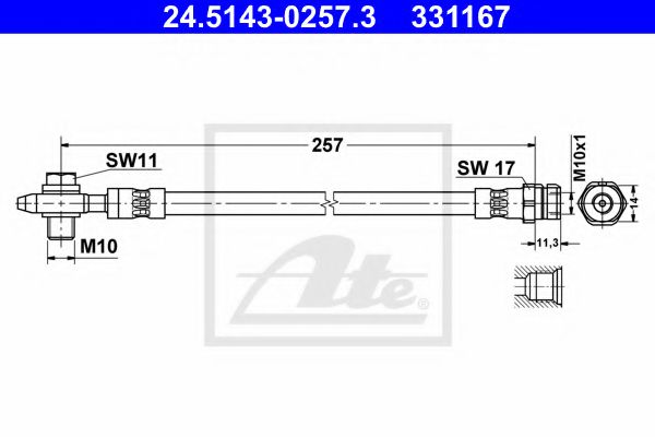 ATE 24.5143-0257.3 Тормозной шланг для VOLKSWAGEN CC (Фольксваген Cc) ATE 24.5143-0257.3 Тормозной шланг для VOLKSWAGEN CC (Фольксваген Cc)