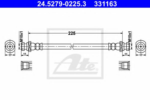 ATE 24.5279-0225.3 Тормозной шланг для MITSUBISHI IO (Митсубиши/митсубиси Ио) ATE 24.5279-0225.3 Тормозной шланг для MITSUBISHI IO (Митсубиши/митсубиси Ио)