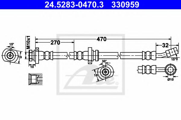 ATE 24.5283-0470.3 Тормозной шланг для NISSAN PULSAR I (Ниссан Пулсар и) ATE 24.5283-0470.3 Тормозной шланг для NISSAN PULSAR I (Ниссан Пулсар и)