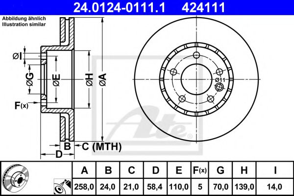 ATE 24.0124-0111.1 Тормозной диск для OPEL OMEGA A (Опель Омэга а) ATE 24.0124-0111.1 Тормозной диск для OPEL OMEGA A (Опель Омэга а)