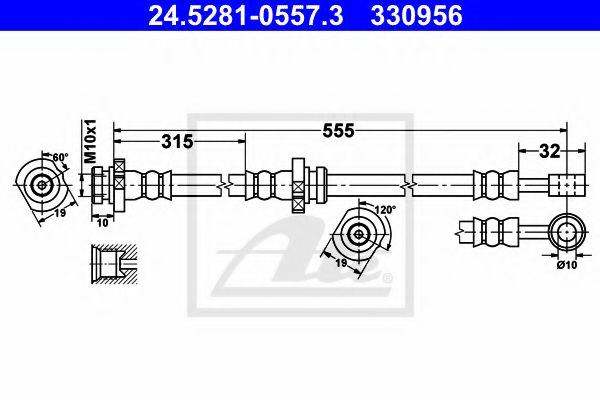 ATE 24.5281-0557.3 Тормозной шланг для NISSAN (Ниссан) ATE 24.5281-0557.3 Тормозной шланг для NISSAN (Ниссан)
