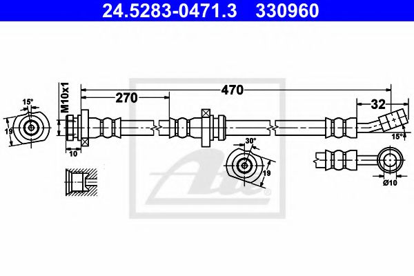 ATE 24.5283-0471.3 Тормозной шланг для NISSAN PULSAR I (Ниссан Пулсар и) ATE 24.5283-0471.3 Тормозной шланг для NISSAN PULSAR I (Ниссан Пулсар и)