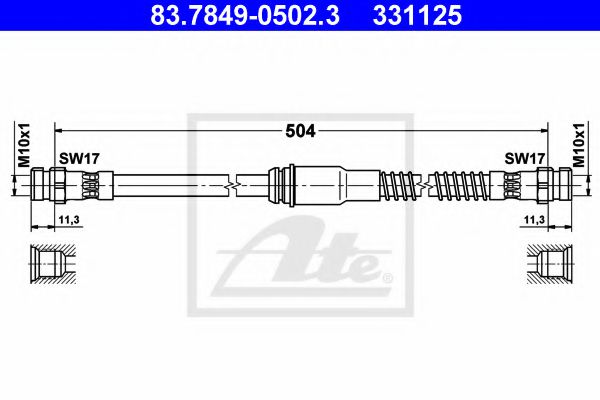 ATE 83.7849-0502.3 Тормозной шланг для VOLKSWAGEN EOS (Фольксваген Эос) ATE 83.7849-0502.3 Тормозной шланг для VOLKSWAGEN EOS (Фольксваген Эос)