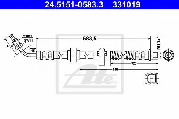 ATE 24.5151-0583.3 Тормозной шланг для CITROËN C6 (CитроËн C6) ATE 24.5151-0583.3 Тормозной шланг для CITROËN C6 (CитроËн C6)