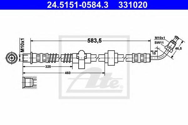 ATE 24.5151-0584.3 Тормозной шланг для CITROËN C6 (CитроËн C6) ATE 24.5151-0584.3 Тормозной шланг для CITROËN C6 (CитроËн C6)
