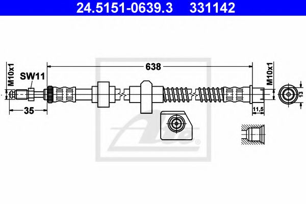 ATE 24.5151-0639.3 Тормозной шланг для CITROËN C6 (CитроËн C6) ATE 24.5151-0639.3 Тормозной шланг для CITROËN C6 (CитроËн C6)