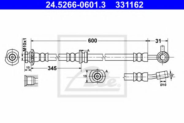 ATE 24.5266-0601.3 Тормозной шланг для NISSAN DUALIS (Ниссан Дуалис) ATE 24.5266-0601.3 Тормозной шланг для NISSAN DUALIS (Ниссан Дуалис)