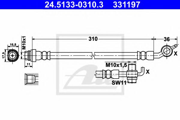 ATE 24.5133-0310.3 Тормозной шланг для FORD (Форд) ATE 24.5133-0310.3 Тормозной шланг для FORD (Форд)