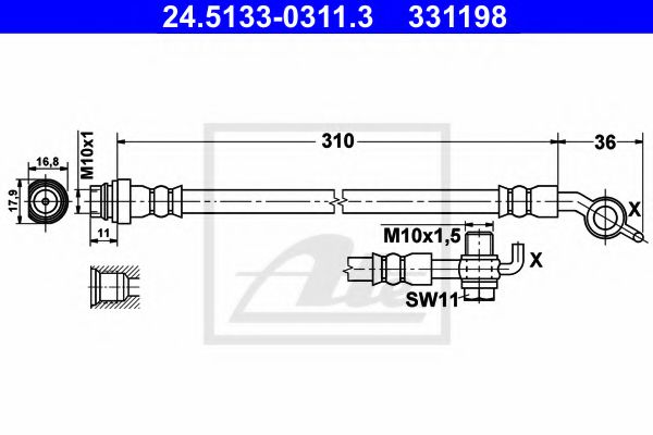 ATE 24.5133-0311.3 Тормозной шланг для FORD (Форд) ATE 24.5133-0311.3 Тормозной шланг для FORD (Форд)