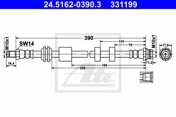 ATE 24.5162-0390.3 Тормозной шланг для FORD (Форд) ATE 24.5162-0390.3 Тормозной шланг для FORD (Форд)