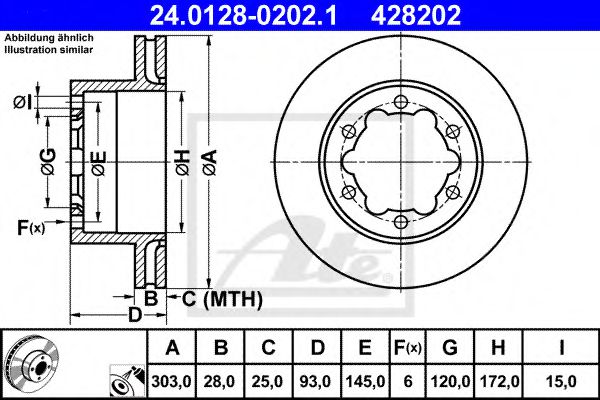 ATE 24.0128-0202.1 Тормозной диск для MERCEDES-BENZ SPRINTER 5-T (Мэрcэдэс-бэнз Спринтэр 5-т) ATE 24.0128-0202.1 Тормозной диск для MERCEDES-BENZ SPRINTER 5-T (Мэрcэдэс-бэнз Спринтэр 5-т)