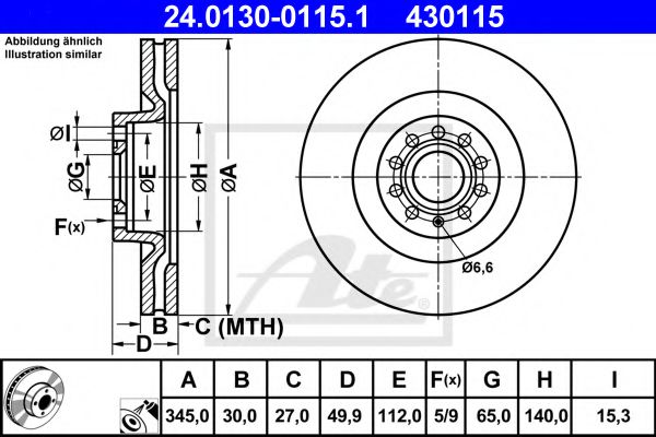 ATE 24.0130-0115.1 Тормозной диск для SEAT (Сеат) ATE 24.0130-0115.1 Тормозной диск для SEAT (Сеат)
