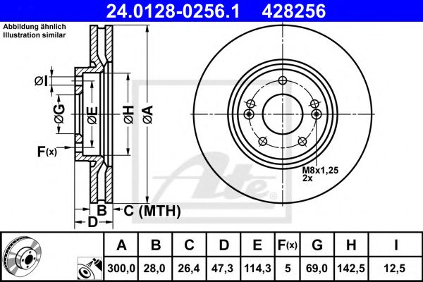 ATE 24.0128-0256.1 Тормозной диск для HYUNDAI EMBERA V (Хендай Эмбэра v) ATE 24.0128-0256.1 Тормозной диск для HYUNDAI EMBERA V (Хендай Эмбэра v)