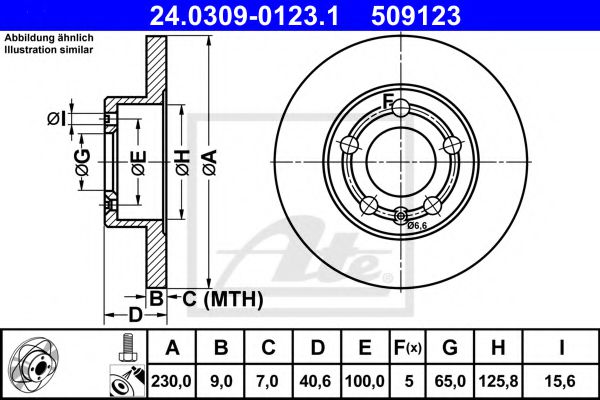 ATE 24.0309-0123.1 Тормозной диск для SEAT TOLEDO II (Сеат Толедо 2) ATE 24.0309-0123.1 Тормозной диск для SEAT TOLEDO II (Сеат Толедо 2)