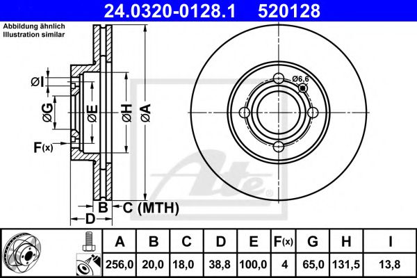 ATE 24.0320-0128.1 Тормозной диск для SEAT TOLEDO (Сеат Толэдо) ATE 24.0320-0128.1 Тормозной диск для SEAT TOLEDO (Сеат Толэдо)