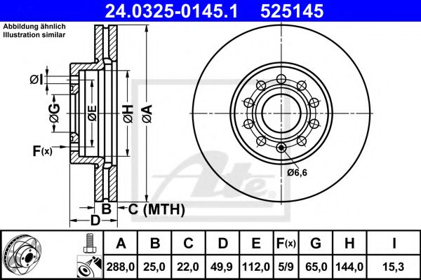 ATE 24.0325-0145.1 Тормозной диск для SEAT (Сеат) ATE 24.0325-0145.1 Тормозной диск для SEAT (Сеат)