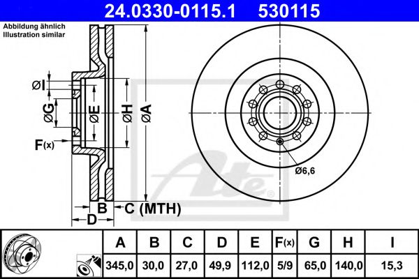 ATE 24.0330-0115.1 Тормозной диск для SEAT (Сеат) ATE 24.0330-0115.1 Тормозной диск для SEAT (Сеат)