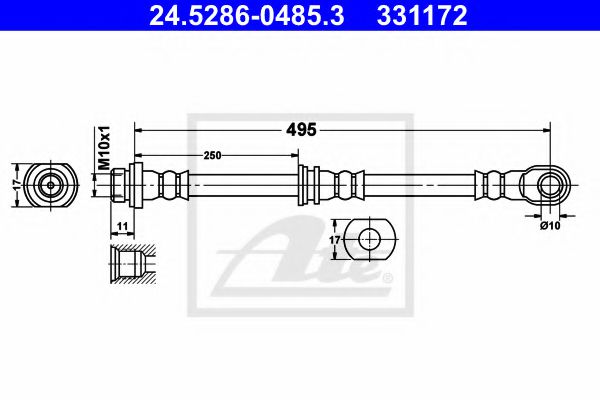 ATE 24.5286-0485.3 Тормозной шланг для MITSUBISHI IO (Митсубиши/митсубиси Ио) ATE 24.5286-0485.3 Тормозной шланг для MITSUBISHI IO (Митсубиши/митсубиси Ио)