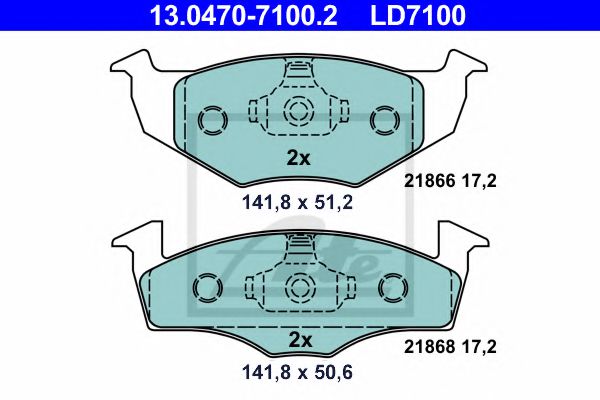 ATE 13.0470-7100.2 Тормозные колодки для VOLKSWAGEN (Фольксваген) ATE 13.0470-7100.2 Тормозные колодки для VOLKSWAGEN (Фольксваген)