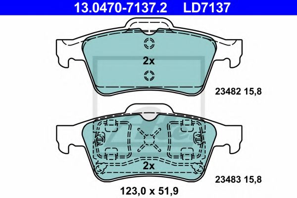 ATE 13.0470-7137.2 Тормозные колодки для RENAULT LAGUNA II (Рено Лагуна 2) ATE 13.0470-7137.2 Тормозные колодки для RENAULT LAGUNA II (Рено Лагуна 2)