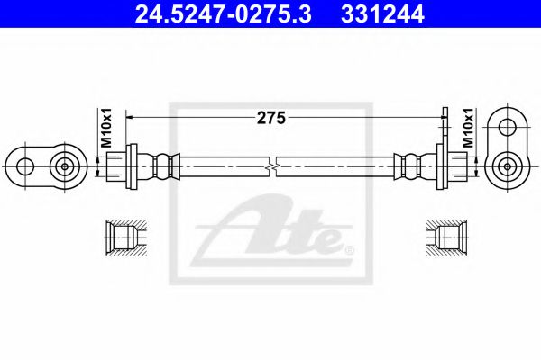 ATE 24.5247-0275.3 Тормозной шланг для MITSUBISHI (Митсубиши/митсубиси) ATE 24.5247-0275.3 Тормозной шланг для MITSUBISHI (Митсубиши/митсубиси)