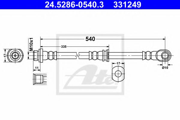 ATE 24.5286-0540.3 Тормозной шланг для MITSUBISHI SHOGUN III (Митсубиши/митсубиси Шогун 3) ATE 24.5286-0540.3 Тормозной шланг для MITSUBISHI SHOGUN III (Митсубиши/митсубиси Шогун 3)