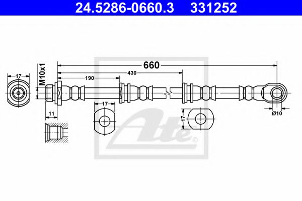 ATE 24.5286-0660.3 Тормозной шланг для MITSUBISHI SHOGUN III (Митсубиши/митсубиси Шогун 3) ATE 24.5286-0660.3 Тормозной шланг для MITSUBISHI SHOGUN III (Митсубиши/митсубиси Шогун 3)
