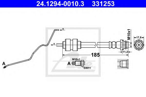 ATE 24.1294-0010.3 Тормозной шланг для FORD (Форд) ATE 24.1294-0010.3 Тормозной шланг для FORD (Форд)