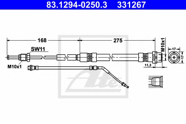 ATE 83.1294-0250.3 Тормозной шланг для BMW (Бмв) ATE 83.1294-0250.3 Тормозной шланг для BMW (Бмв)