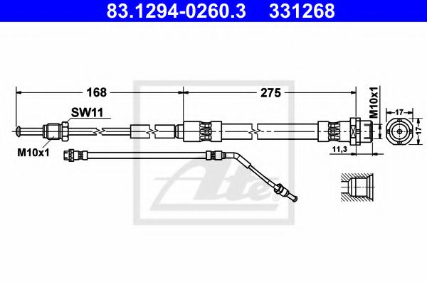 ATE 83.1294-0260.3 Тормозной шланг для BMW (Бмв) ATE 83.1294-0260.3 Тормозной шланг для BMW (Бмв)